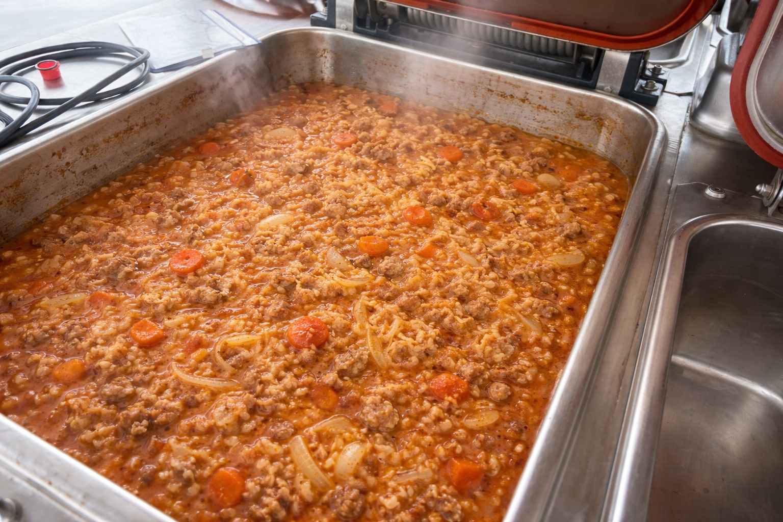 Rezept Sauerkraut-Hackfleischsuppe in Feldküche